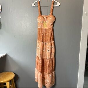 Band of the free Floral pink and peach Midi Dress size xs